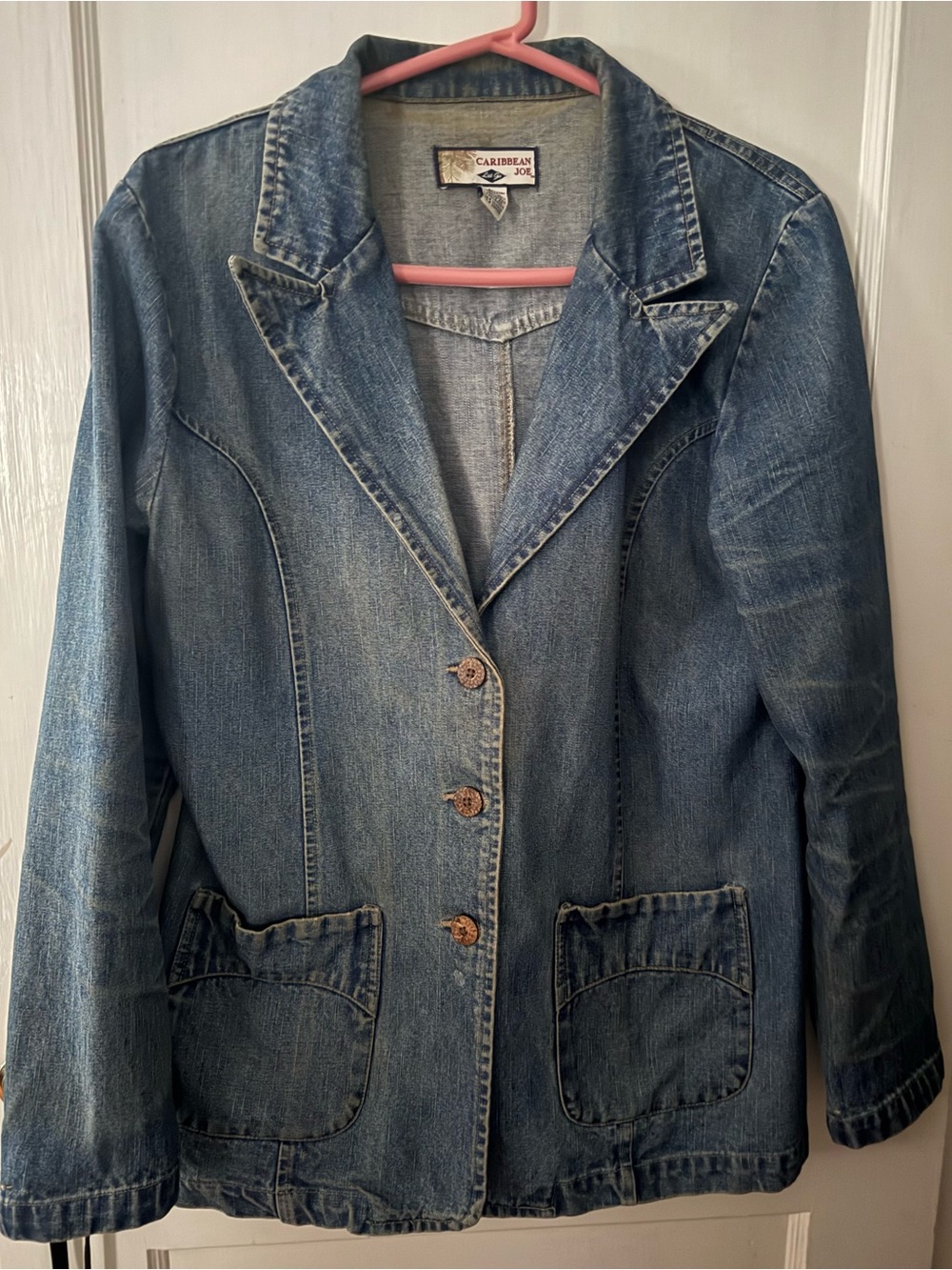 Caribbean Joe Vintage Women's Large Blue Denim Blazer Jacket